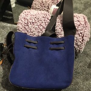 Halston Heritage blue suede crossbody bag